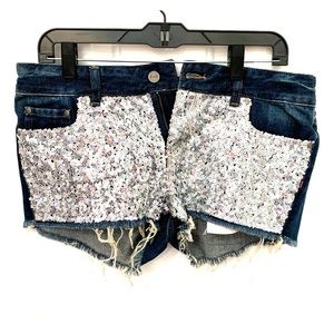 VS Pink Jean shorts with Glitter sequence